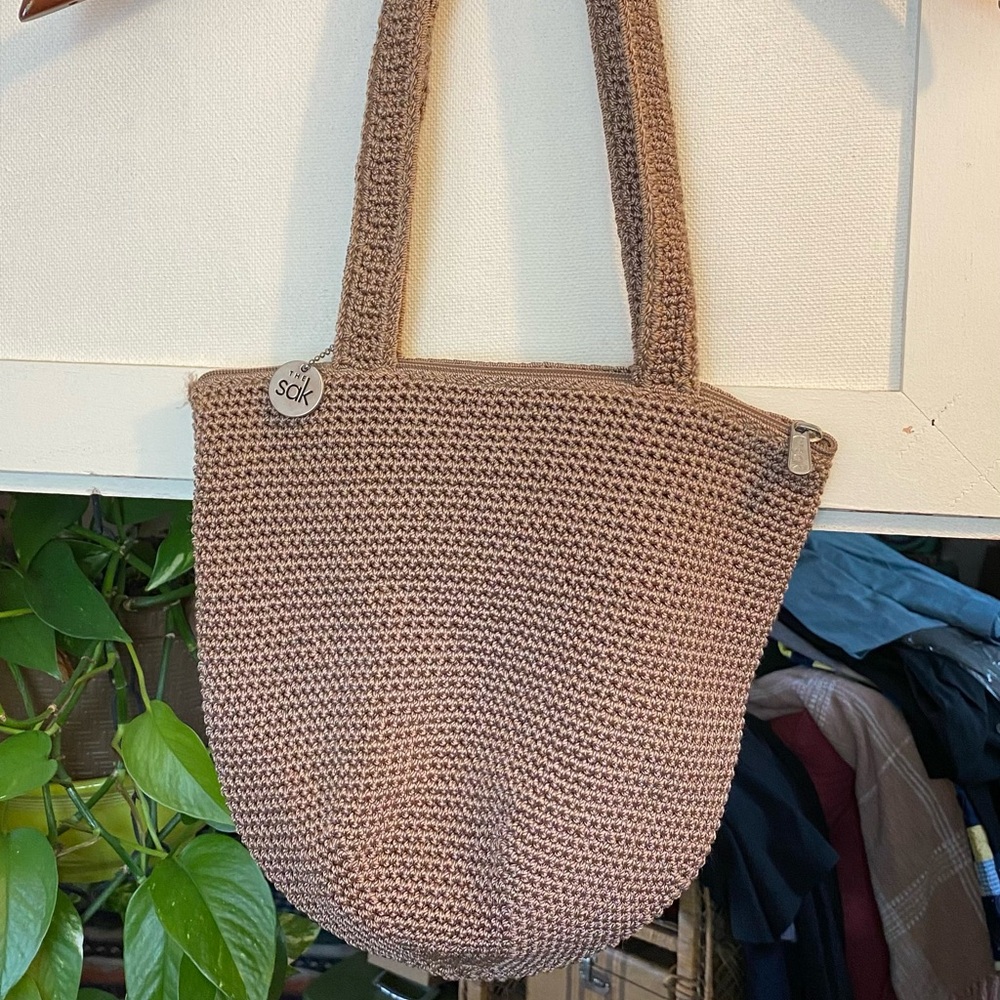 The Sak Crochet Tote Bag in Taupe